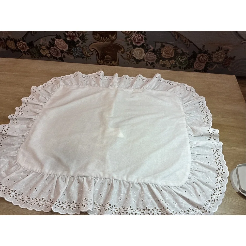 Pair White Standard Pillow Shams W/ Eyelet Ruffle (2) By Dan River Cottagecore